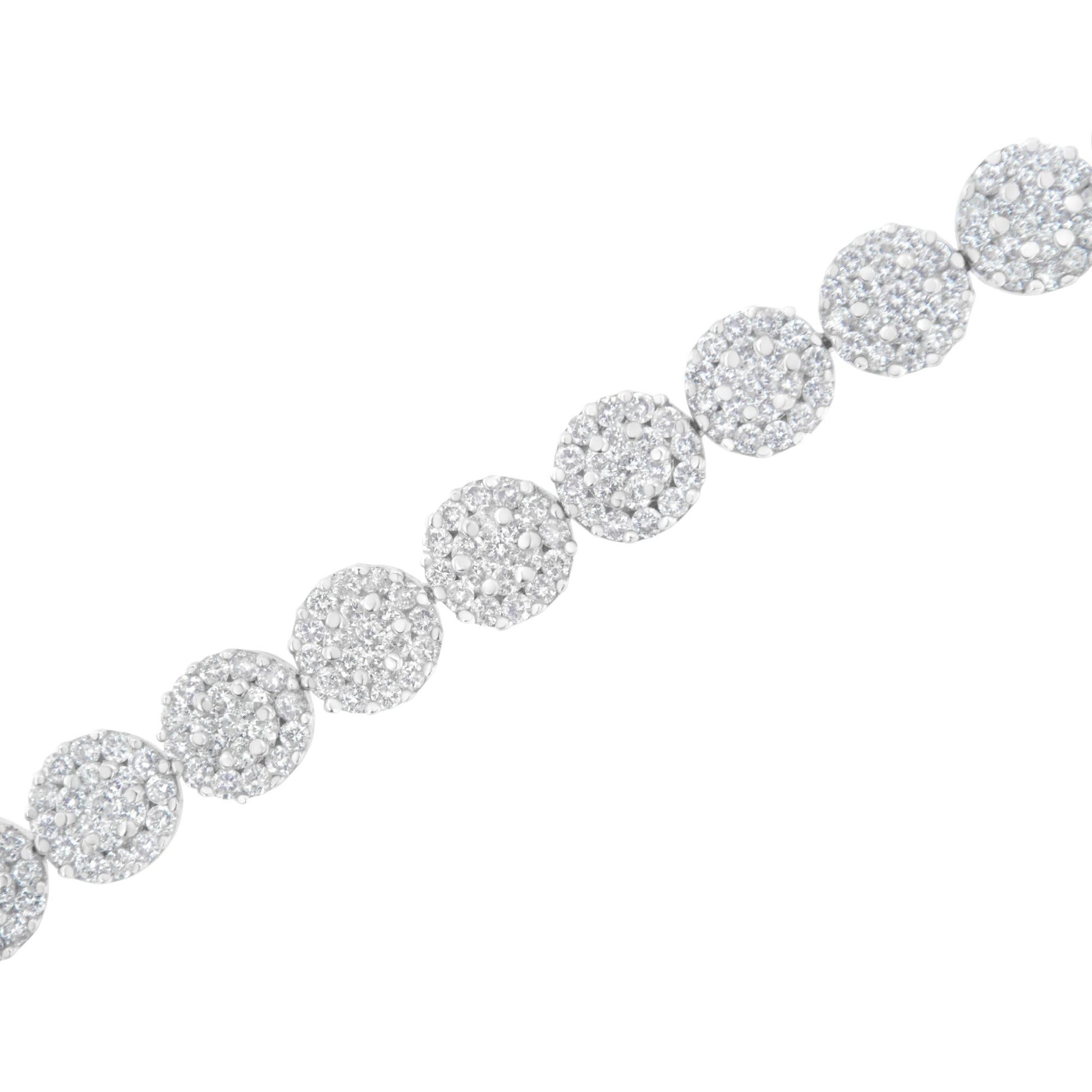 14K White Gold 3-3/4 Cttw Round-Brilliant Cut Diamond 7-1/4" Round Clu - The Sparkling Squirrels & Co. 