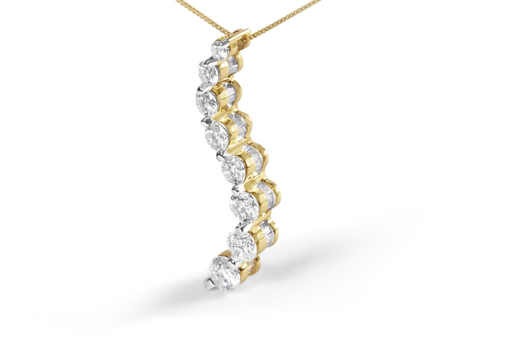 14k Yellow Gold 3.0 cttw Baguette and Brilliant Round-Cut Diamond Jour - The Sparkling Squirrels & Co. 