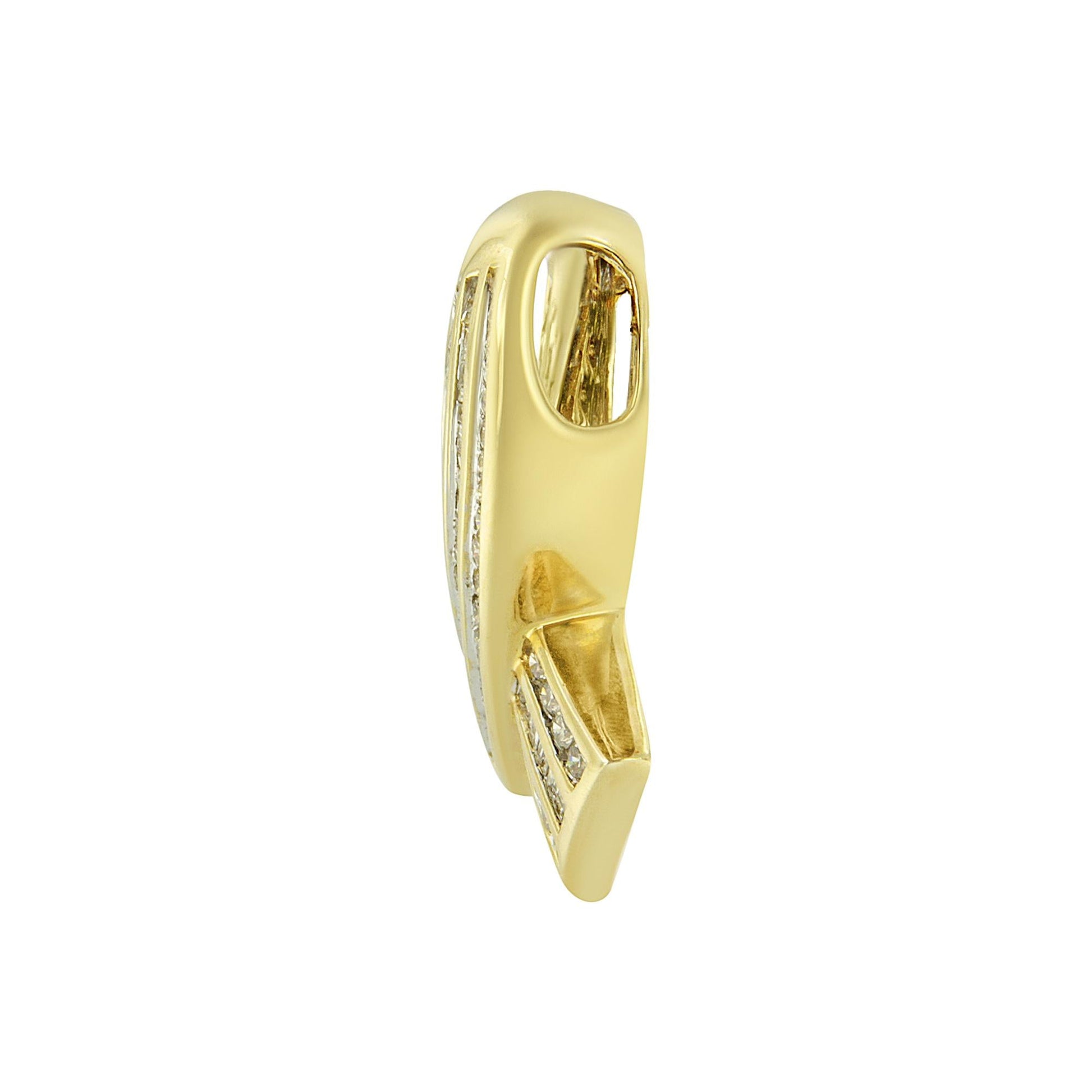 14K Yellow Gold 2 5/8 cttw Channel Set White Diamond Awareness Ribbon - The Sparkling Squirrels & Co. 