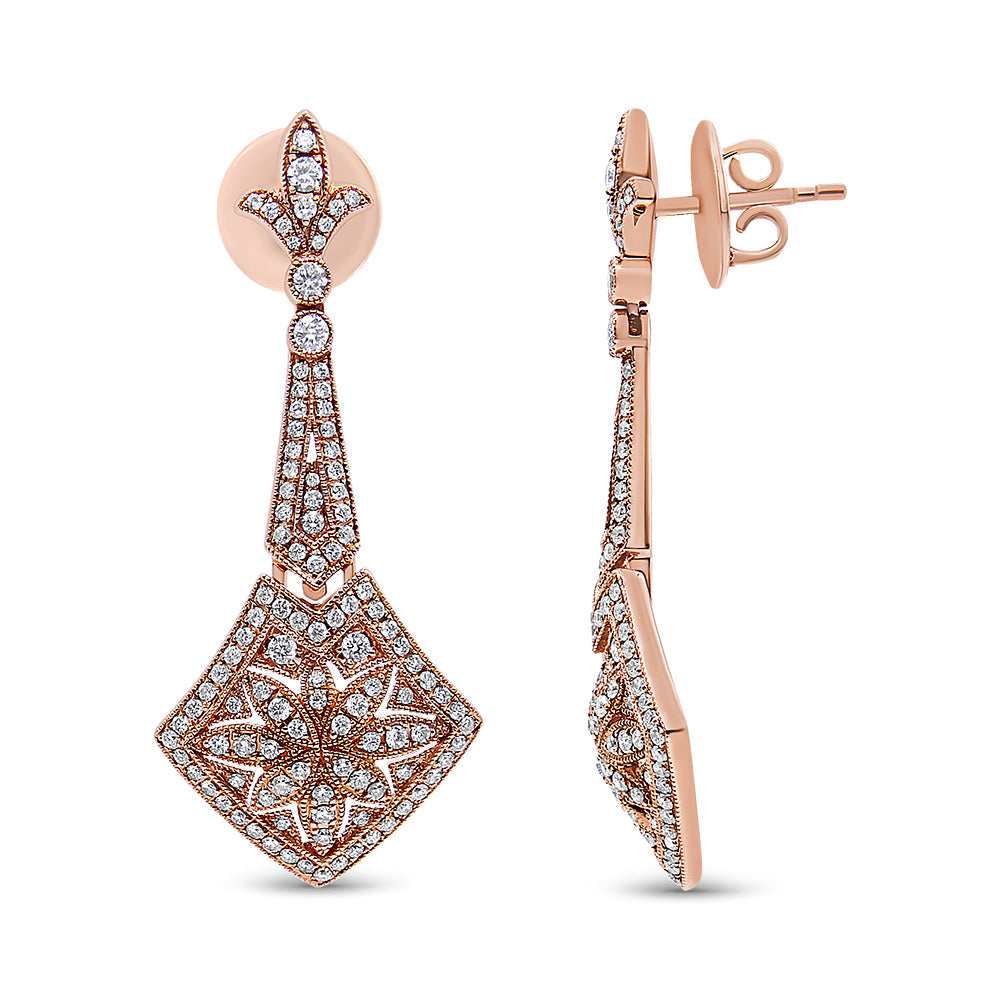 18K Rose Gold 1 1/3 Cttw Diamond Studded Fleur De Lis Trellis Style - The Sparkling Squirrels & Co. 