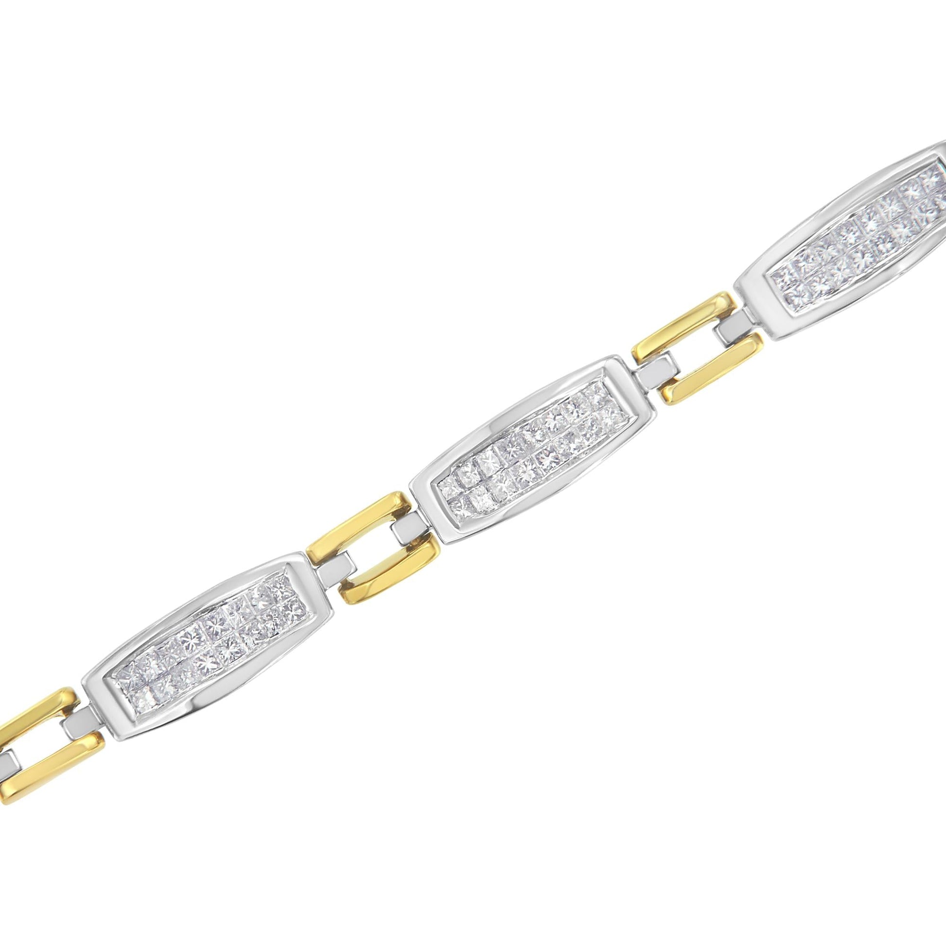 14K Yellow and White Gold 2.0 Cttw Princess Cut Diamond Tapered and - The Sparkling Squirrels & Co. 