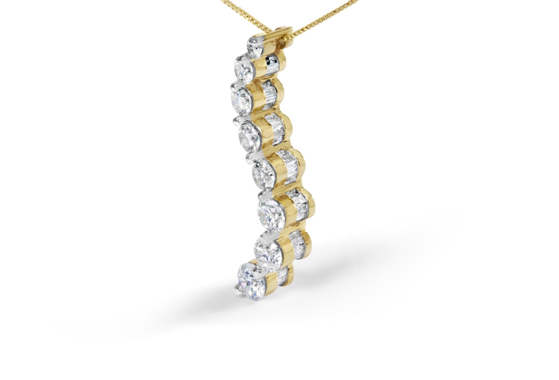 14k Yellow Gold 3.0 cttw Baguette and Brilliant Round-Cut Diamond Jour - The Sparkling Squirrels & Co. 