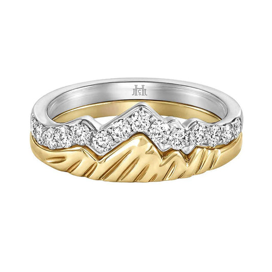 LUXE EDITION: 18K Yellow & White Gold Teton Stacking Rings™ (2 Ring Set)