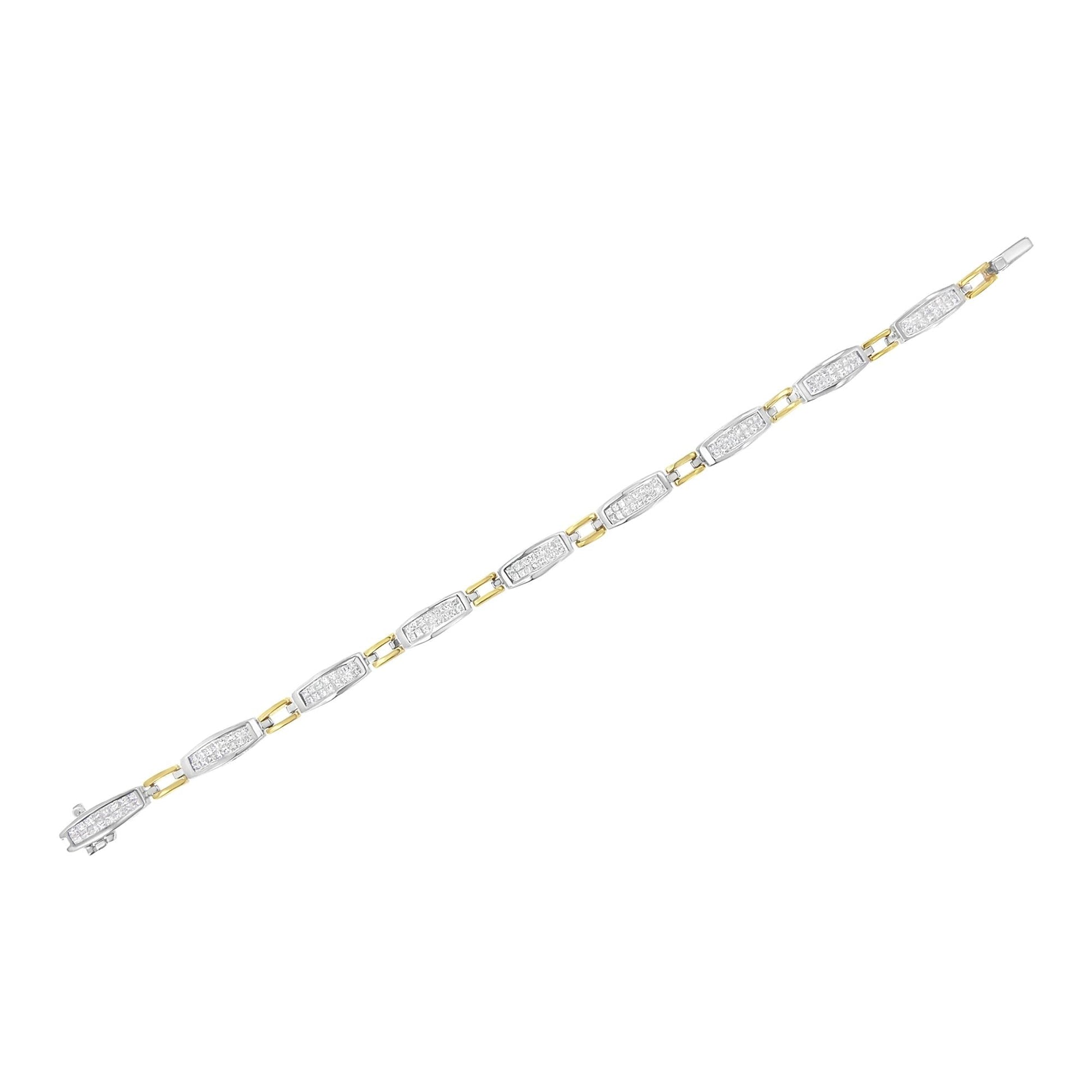 14K Yellow and White Gold 2.0 Cttw Princess Cut Diamond Tapered and - The Sparkling Squirrels & Co. 