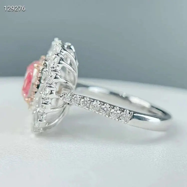 White Gold 2CT Cushion Cut Fancy Pink VVS Diamond Promise Engagement Ring - Image #2