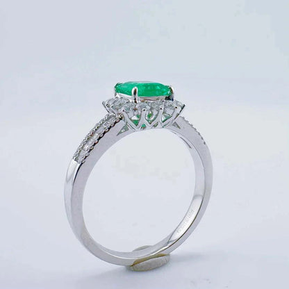 GUILD25 men's fine ring with 0.83ct natural green emerald set in 18K gold with diamond accents