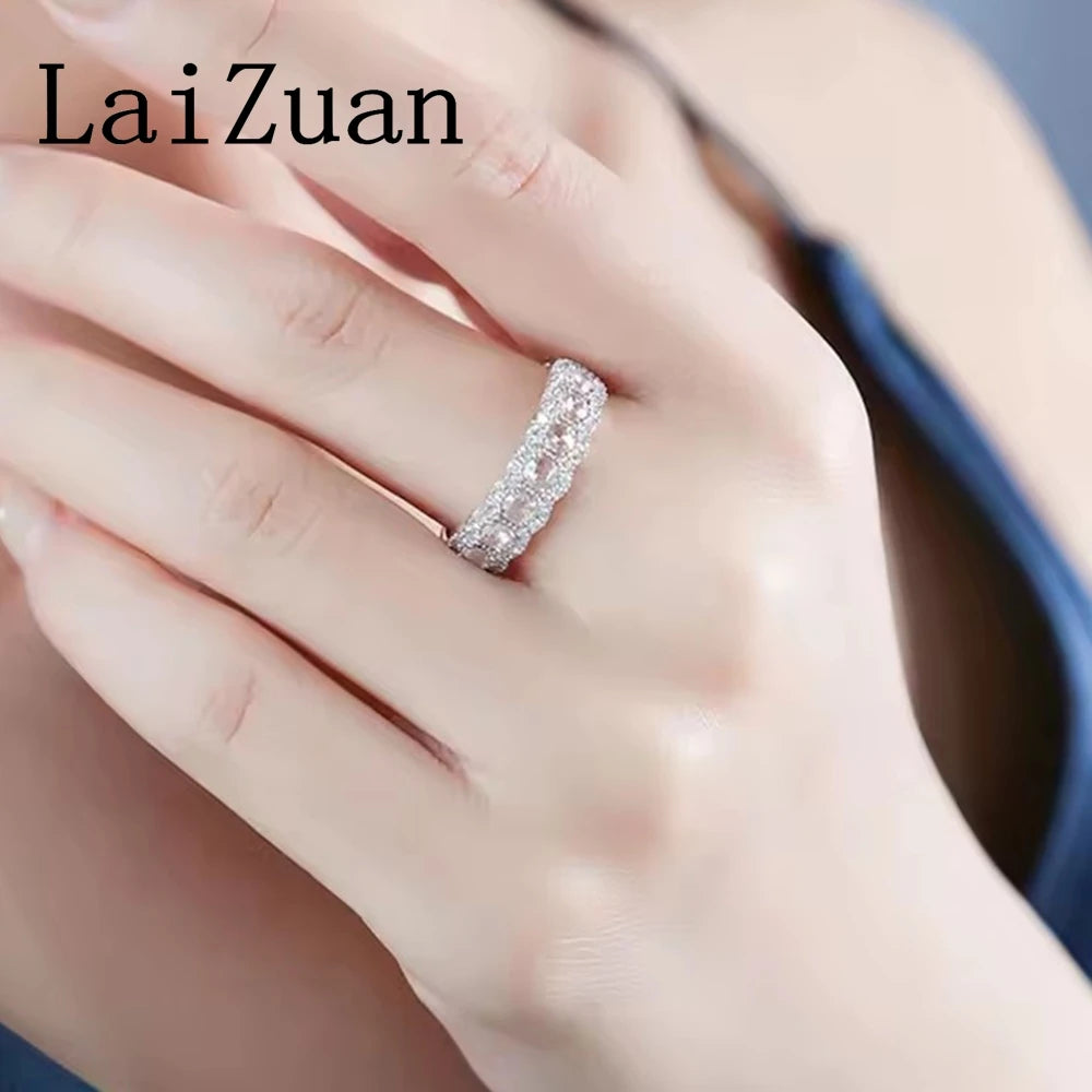 LaiZuan Solid 18k White Gold Natural Diamonds Cut Ring Women Custom Diamond Band Women Luxury Jewelry Trendy Design