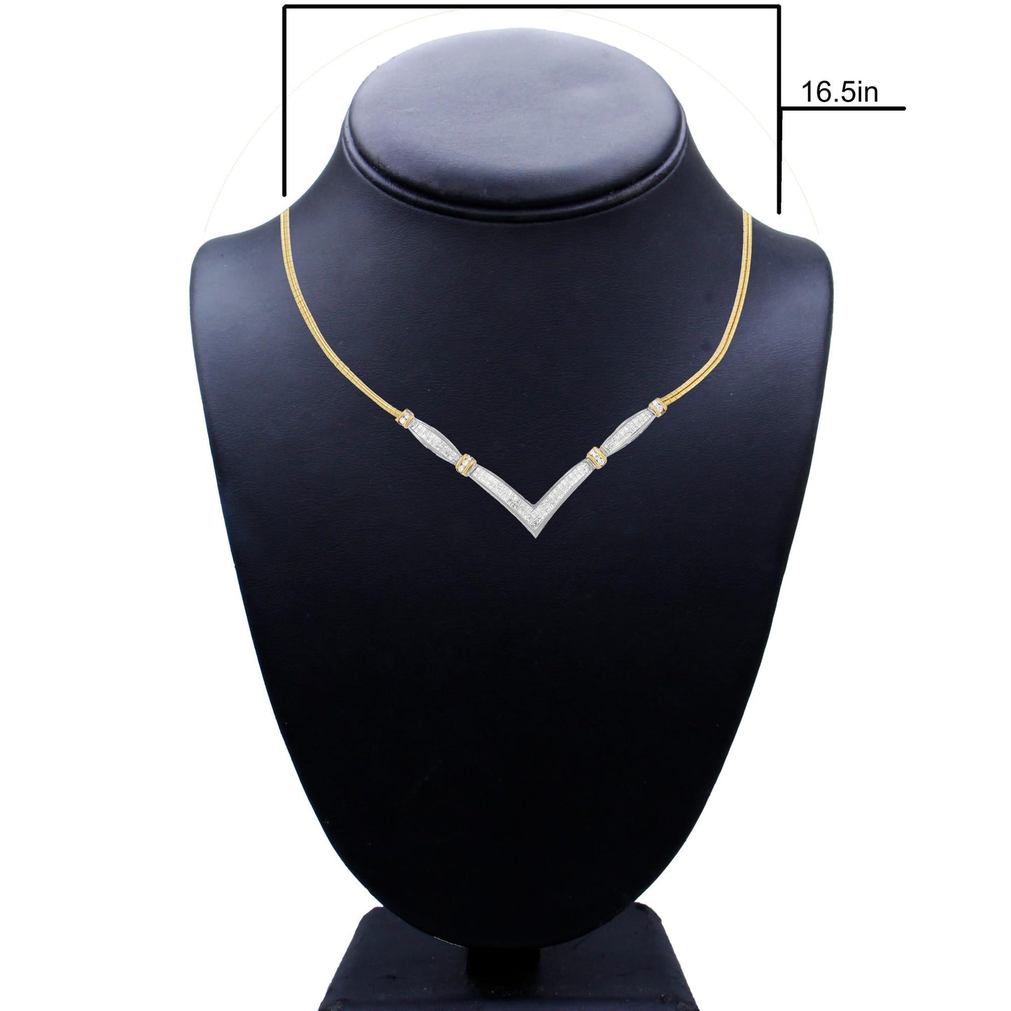 14K Yellow and White Gold 2.00 Cttw Round and Princess-Cut Diamond 'V' - The Sparkling Squirrels & Co. 