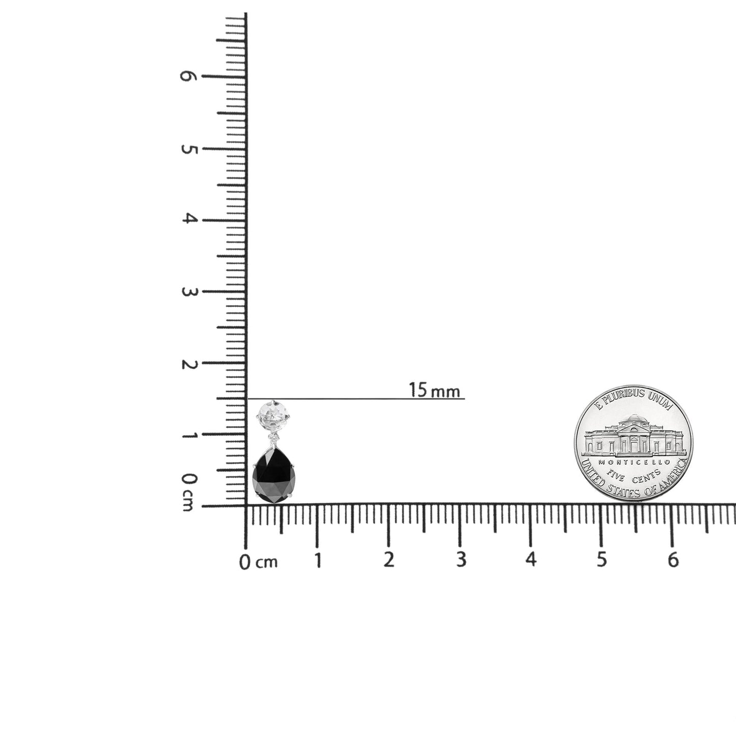 18K hvidguld diamant, hvid topaz og pære sorte onyx øreringe (GH)