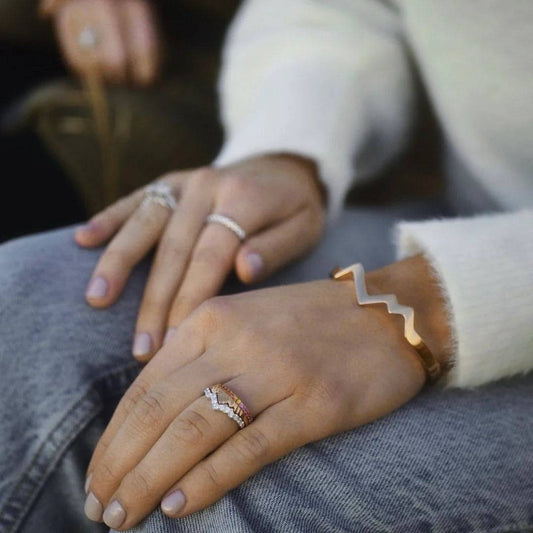 LUXE EDITION: 18K Yellow & White Gold Teton Stacking Rings™ (2 Ring Set)