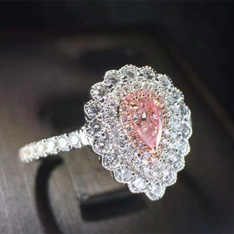 18 k guld 0,181 ct naturlig pink diamantring til kvinder