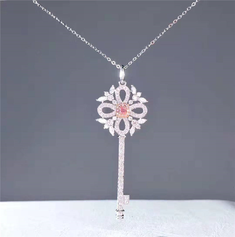 0.13ct Natural Pink Diamond 18k Gold Women Necklace