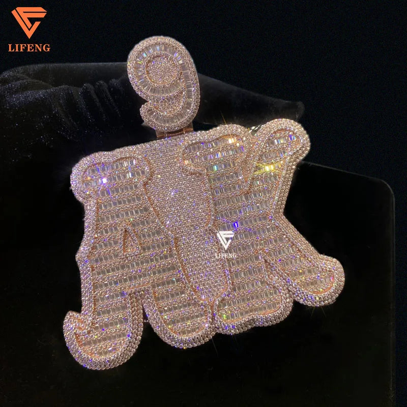 Hip Hop Pendant With VVS Moissanite Passes Diamond Tester Logo Men Charm