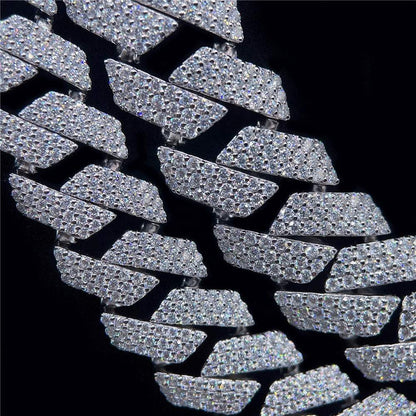 S925 Silver VVS Moissanite Diamond 18mm Iced Cuban Link Chain Hip Hop Jewelry - The Sparkling Squirrels & Co. 