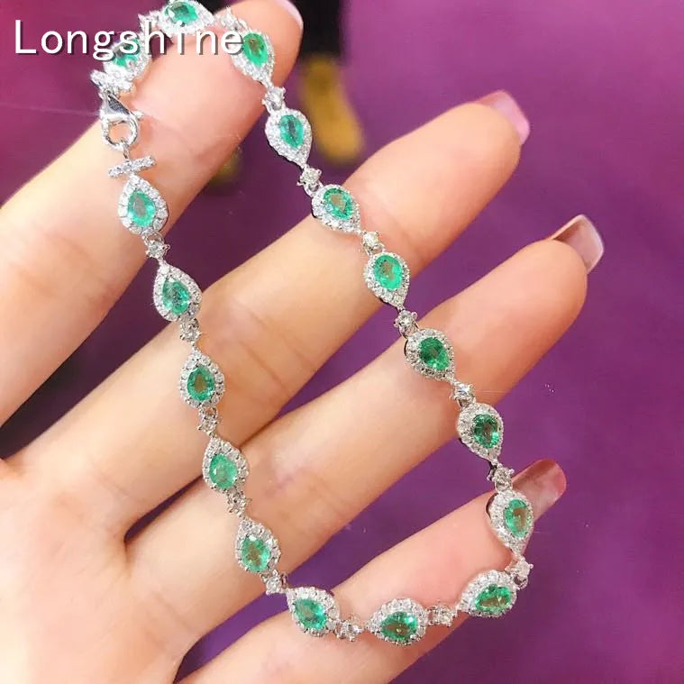 18K Gold Luxury Emerald Hand Chain Natural Diamond 18K Gold Bracelet