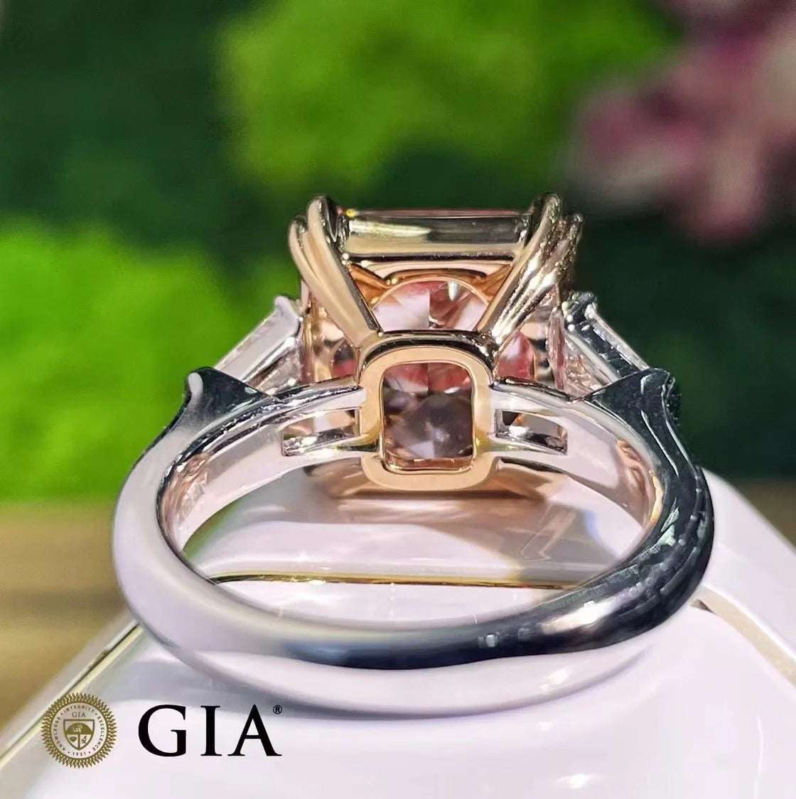 18K White Gold 10.42CT if Light Brown Pink GIA Natural Diamond Ring for Women