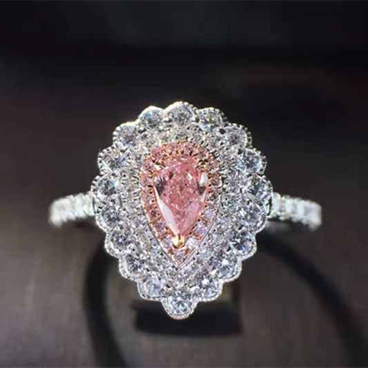 18k Gold 0.181ct Natural Pink Diamond Ring for Women