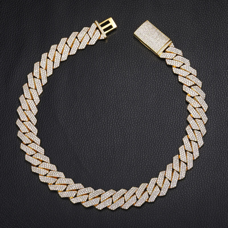 925 Sterling Sølv VVS Moissanite Cuban Link Chain Iced Halskjede Hip Hop Herre