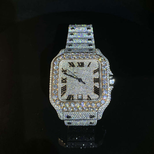 Täysin Iced Out käsisäätö Vvs Moissanite Diamond Watch