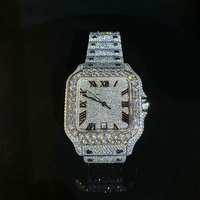 Fully Iced Out Hand Setting Vvs Moissanite Diamond Watch - The Sparkling Squirrels & Co. 