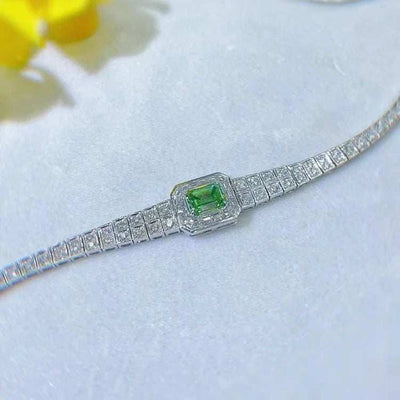 SGARIT Women Luxury Bracelet Elegant Women 18k Gold VS 1.53ct Emerald Cut Natural Fancy Green Real Diamond Bracelet - The Sparkling Squirrels & Co. 