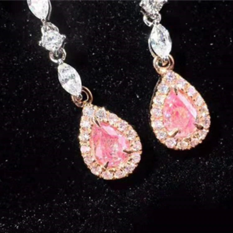 Lovely Design Diamond Earring 0.34ct Natural Pink Diamond Drop Earrings