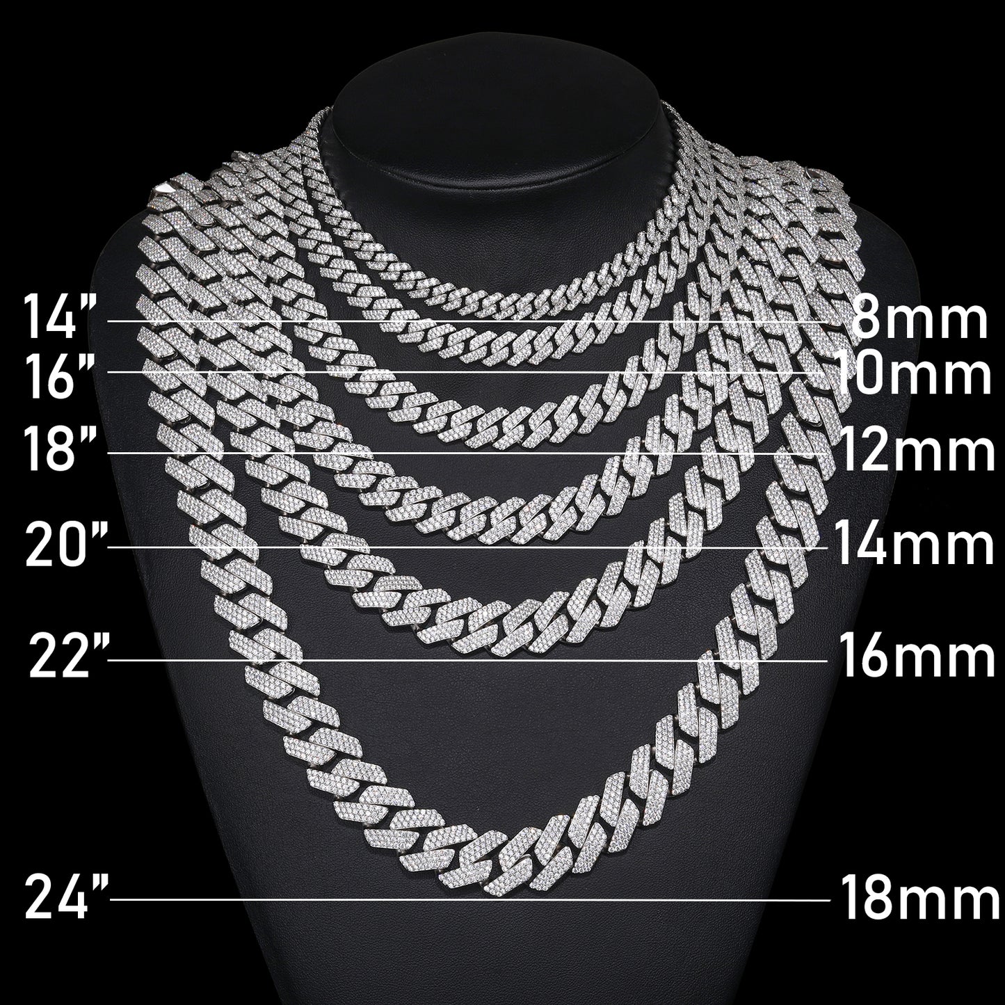 VVS Moissanite Diamond Iced Out Cuban Link שרשרת שרשרת לגברים