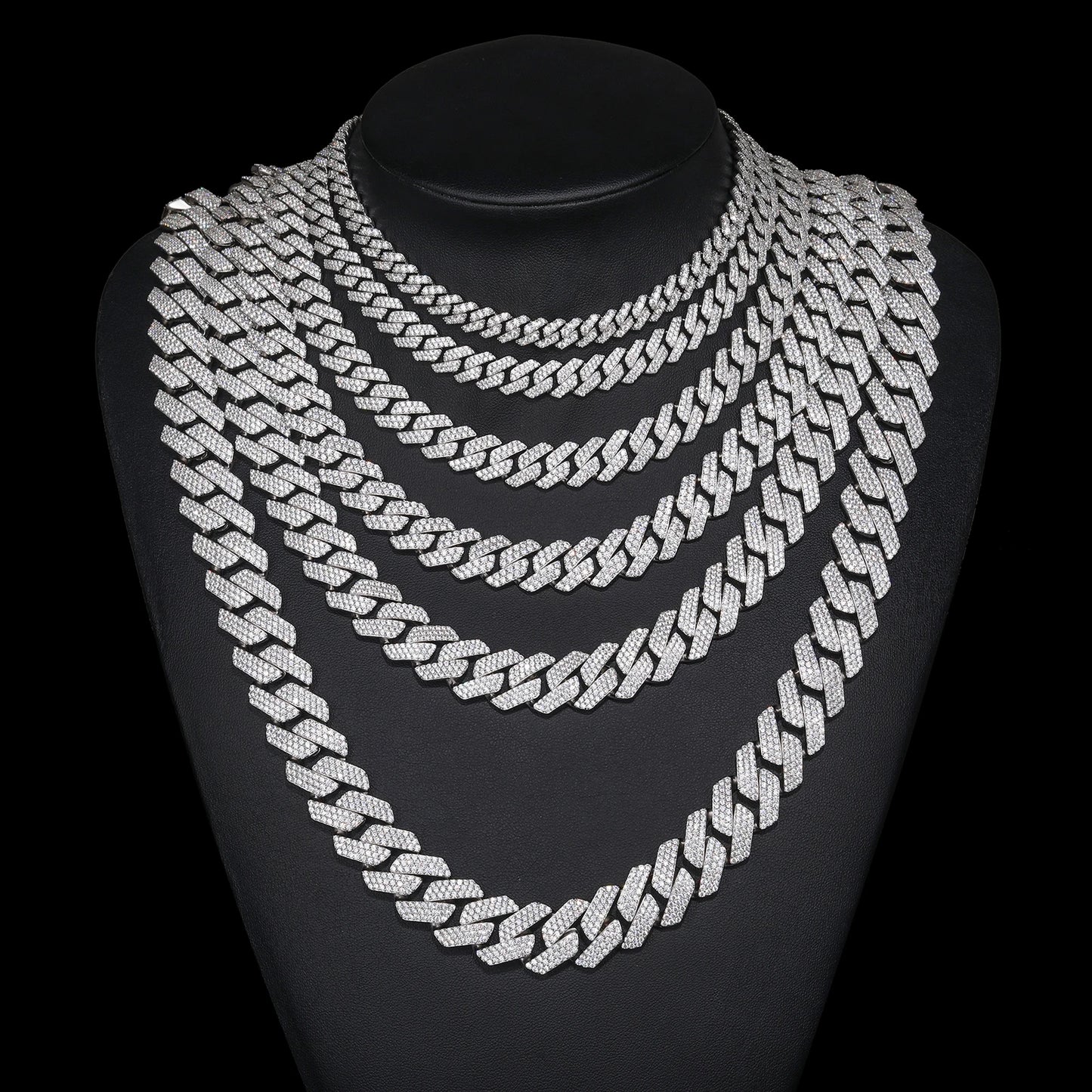 925 Sterling Silver VVS Moissanite Cuban Link Chain Iced Necklace Hip Hop Mens