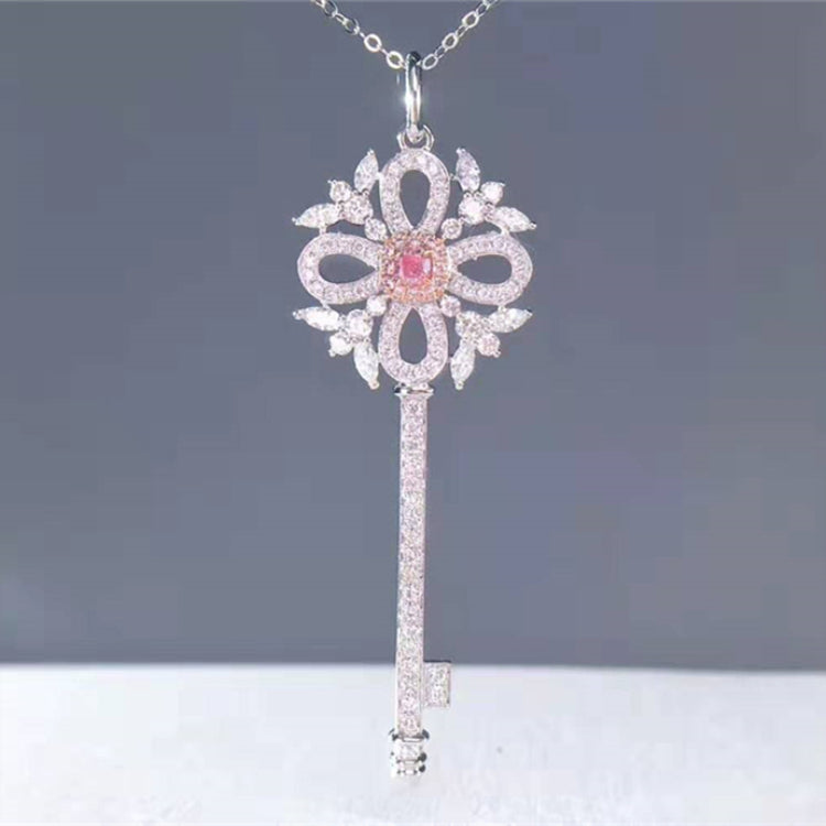 Collier pour femme en or 18 carats avec diamant rose naturel de 0, 13 ct