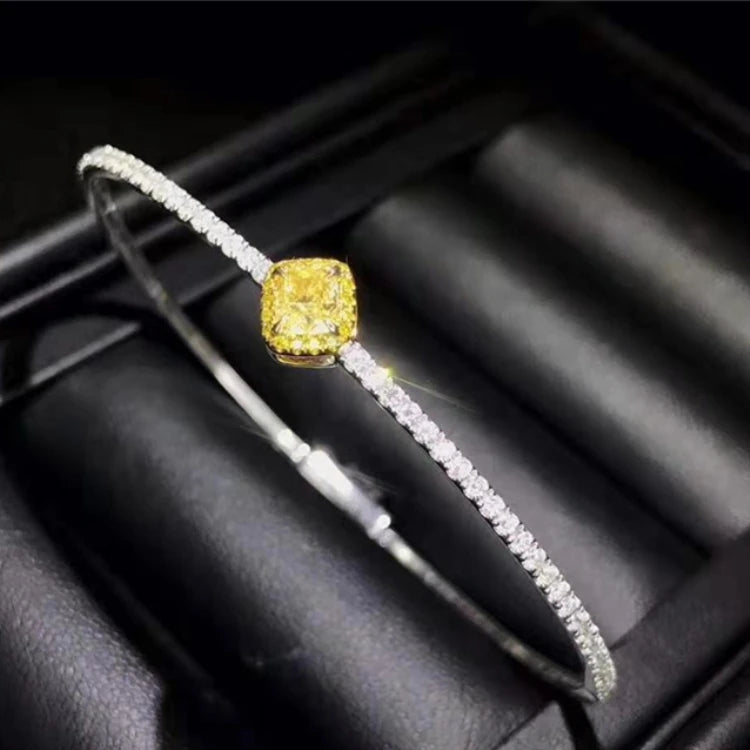 Bracelet de luxe en or 18 carats avec diamant jaune naturel de 0, 364 ct