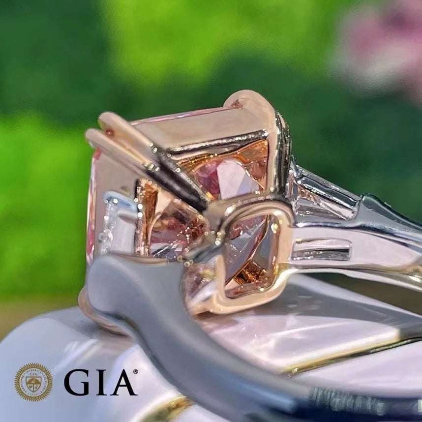 18K White Gold 10.42CT if Light Brown Pink GIA Natural Diamond Ring for Women