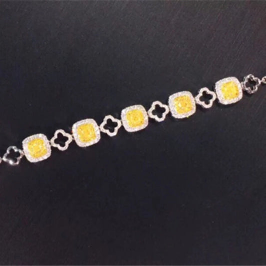 Luxury Wedding 18k Gold Jewelry Wholesale 0.861ct Natural Yellow Diamond Bracelet