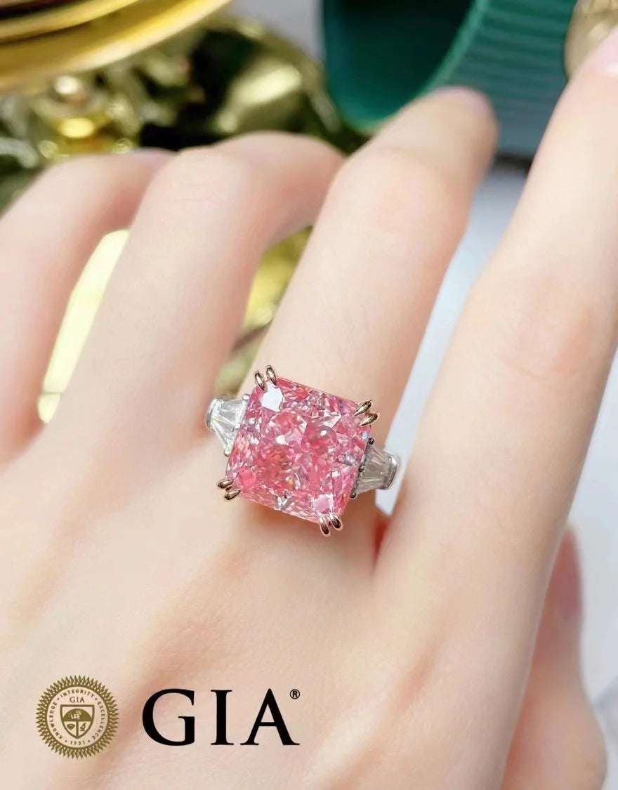 18K White Gold 10.42CT if Light Brown Pink GIA Natural Diamond Ring for Women