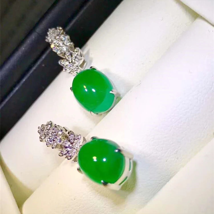 18k Gold South Africa Real Diamond Natural Emerald Drop Earrings for Women Gemstone Top Quality Emerald Jewelry