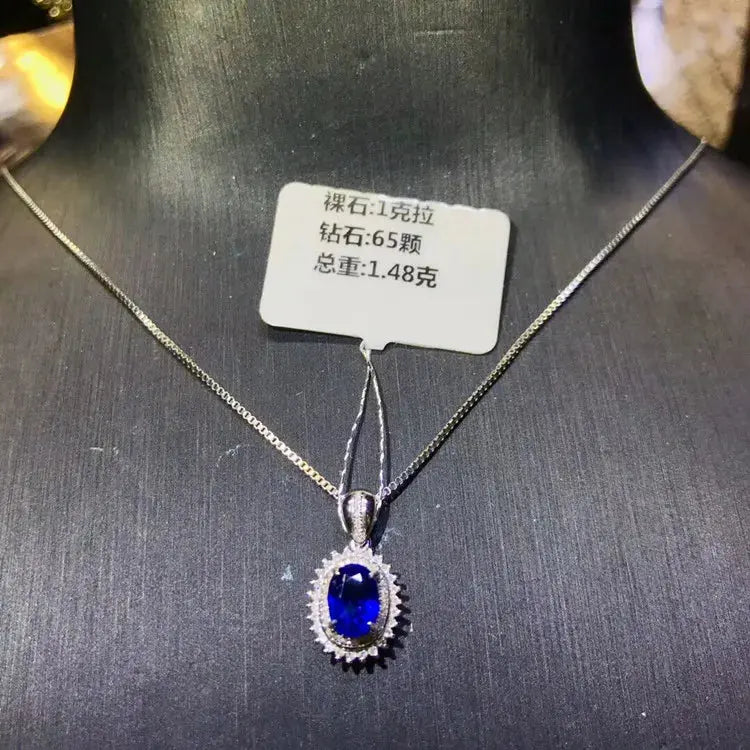 SGARIT Precious Luxury Jewelry Set Natural Gemstone Blue Sapphire Ring Earring Pendant Necklace 18k Gold Jewelry Set The Sparkling Squirrels