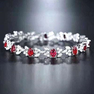 Red Gemstone Luxury Diamond Fine Jewelry 5.2ct Natural Ruby Wedding Women Bracelet - The Sparkling Squirrels & Co. 