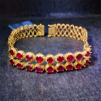Indian Style Bridal Wedding Gemstone Jewelry 18k Rose Gold South Africa Real Diamond Natural Pigeon Blood Red Ruby Bracelet - The Sparkling Squirrels & Co. 