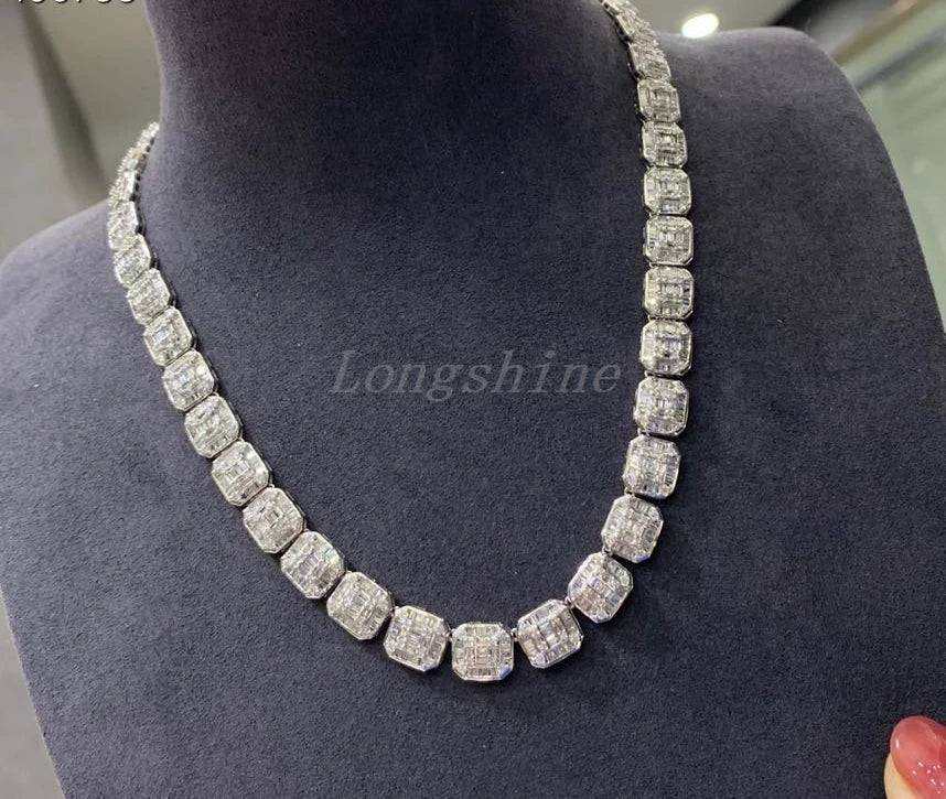 2022 Exquisite Square Shape Latest Luxury Design 18K Gold Big Diamond Round Necklace - The Sparkling Squirrels & Co. 
