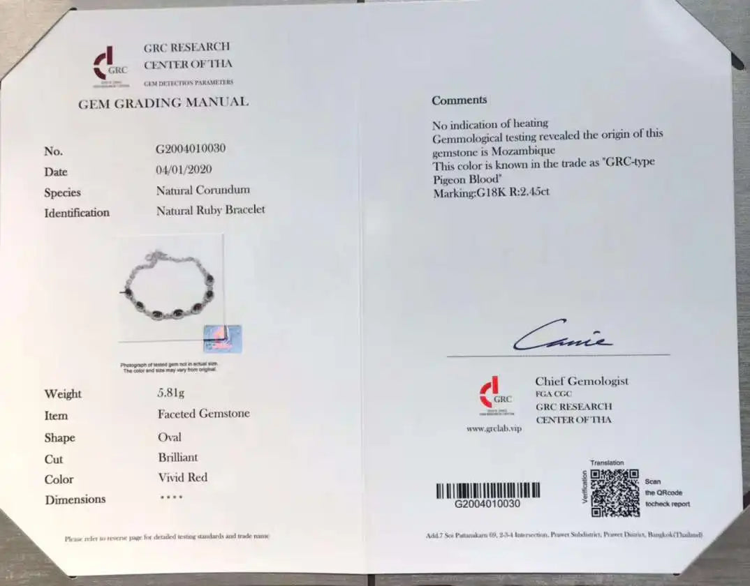 SGARIT 18K White Gold Vintage Ruby & Diamond Bracelet – 2.45CT (GRC Certified)