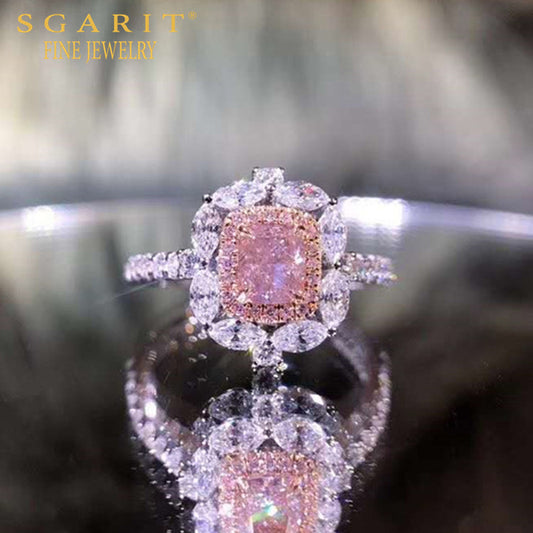 SGARIT - Anello con diamanti di alta qualità certificati GIA, in oro 18k, SI1, colore rosa chiaro, marrone, 0,5 ct.