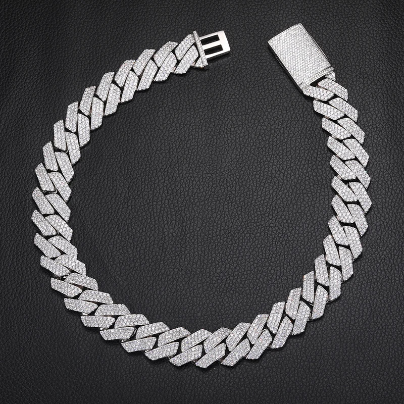 925 Sterling Sølv VVS Moissanite Cuban Link Chain Iced Halskjede Hip Hop Herre