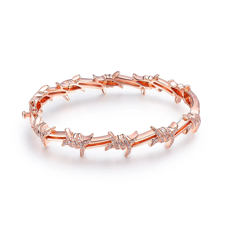 LOVERJEWELRY Diamonds Bangles Lady Wedding SI Genuine Diamonds Real 18Kt Rose Gold Bracelets for Women Luxury Lewels 2024