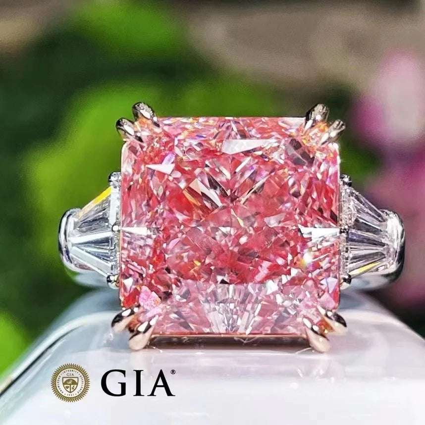 18K White Gold 10.42CT if Light Brown Pink GIA Natural Diamond Ring for Women