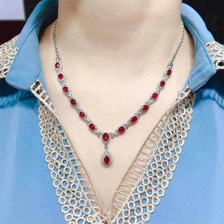 SGARIT Joyas De Boda Gemstone Fine Custom Jewellery AIGS 7.5ct Genuine Unheated Red Ruby Charm Necklace 18k Gold Jewelry - The Sparkling Squirrels & Co. 