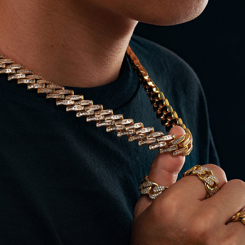 Κολιέ με ασημένια μπαγκέτα Moissanite Diamond Cuban Link Chain κολιέ