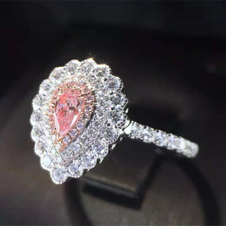 18k Gold 0.181ct Natural Pink Diamond Ring for Women