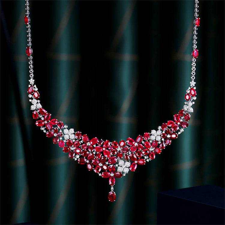 SGARIT Joyas Para Boda Factory Custom Jewellery Wholesale Luxury 18k Gold Necklace 40.65ct Mozambique Ruby Genuine Necklace - The Sparkling Squirrels & Co. 