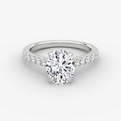 SGARIT IGI 14K white gold engagement ring with 2-carat oval diamond and pavé band