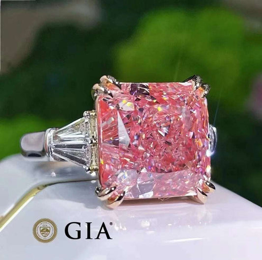 18K White Gold 10.42CT if Light Brown Pink GIA Natural Diamond Ring for Women