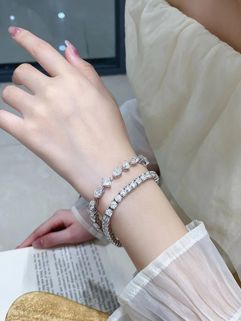 LUOWEND 100% 18K White Gold Bracelet Luxury Shiny Design 11.0carat - The Sparkling Squirrels & Co. 